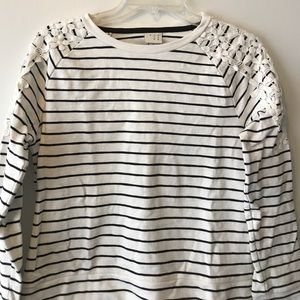 A new day striped pullover with shoulder detail